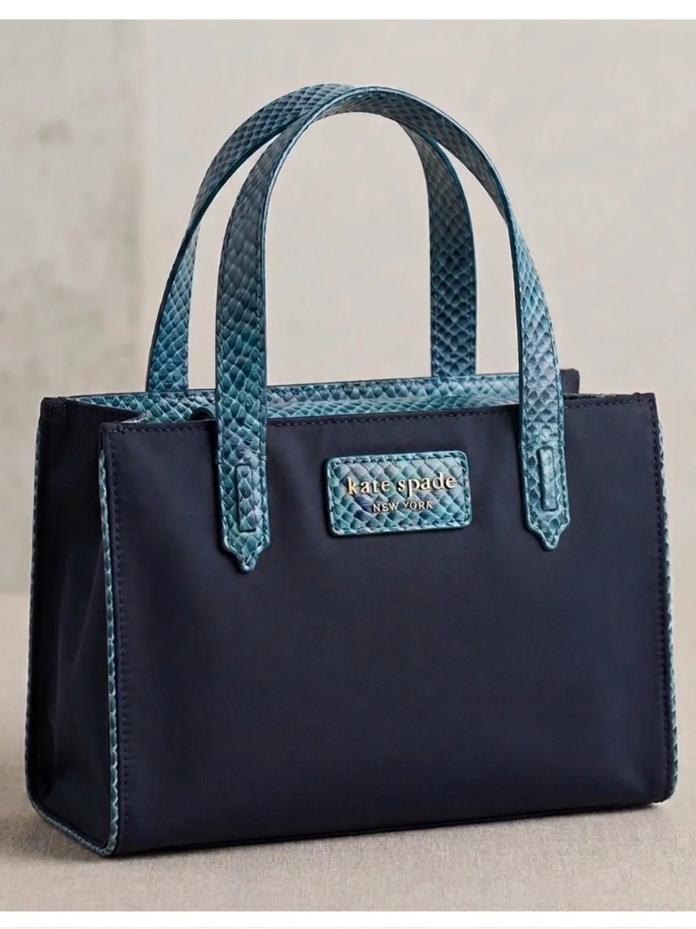 Kate Spade Black mini Tote with Teal Accents